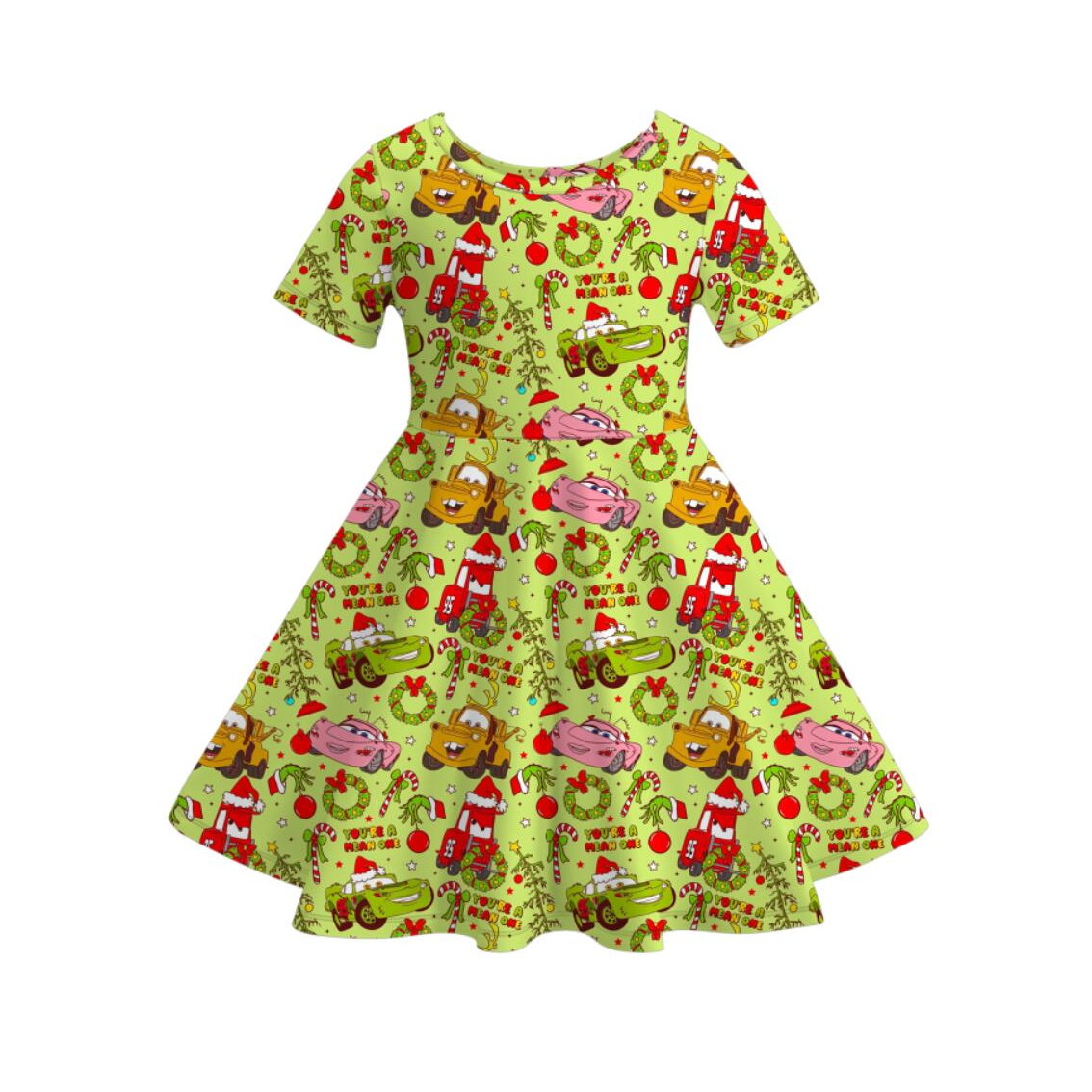 (Pre Order)Family Christmas Cartoon Print Dress,Set&Top