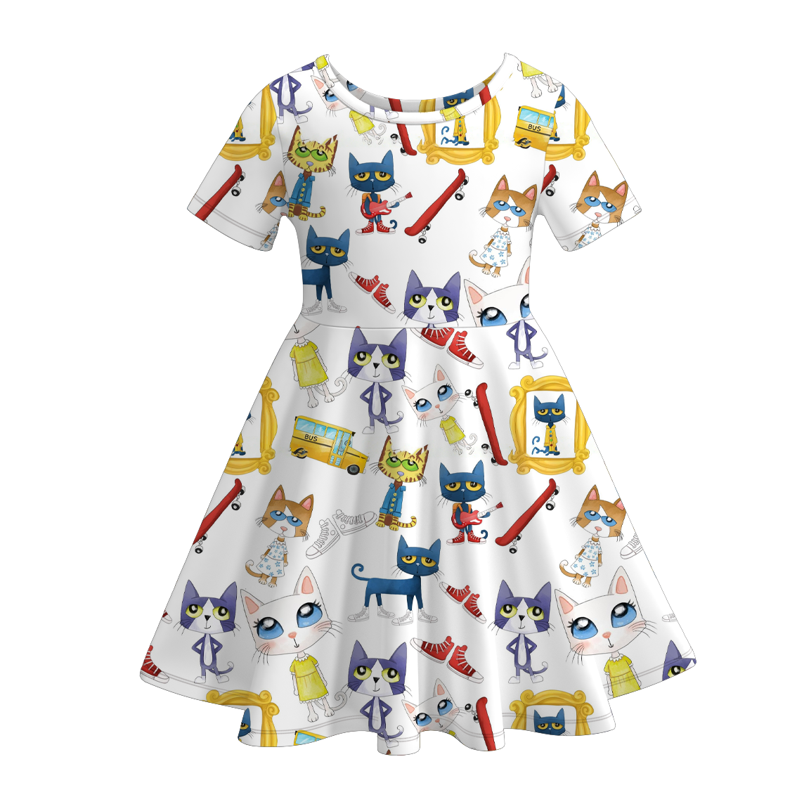 (Pre Order)Girls Fall Cartoon Print Dress