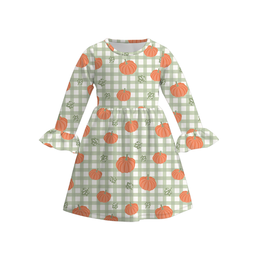 (Pre Order)Girls Fall Pumpkin Print Dress
