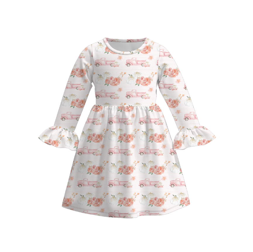(Pre Order)Girls Fall Pumpkin Print Dress