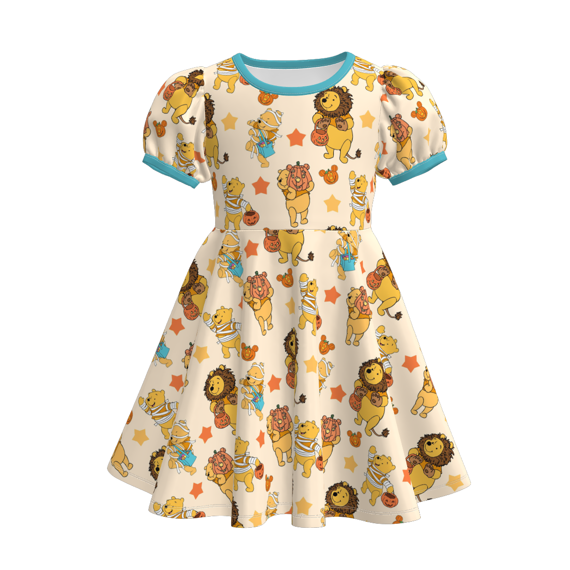 (Pre Order)Girls Halloween Cartoon Print Dress