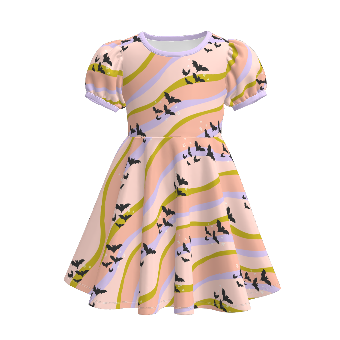 (Pre Order)Girls Halloween Cartoon Print Dress