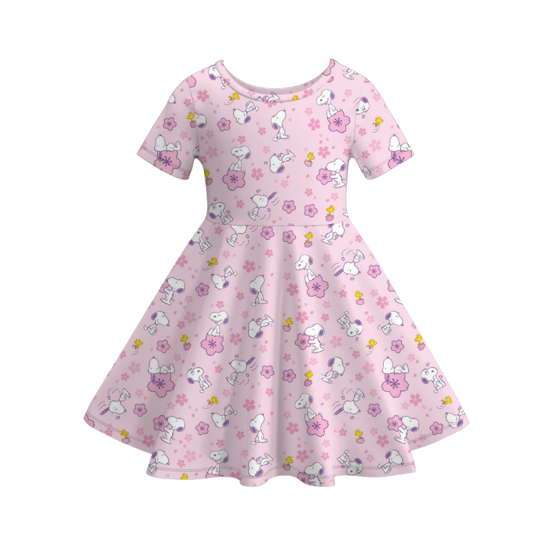 (Pre Order)Girls Summer Cartoon Print Dress&Pajamas