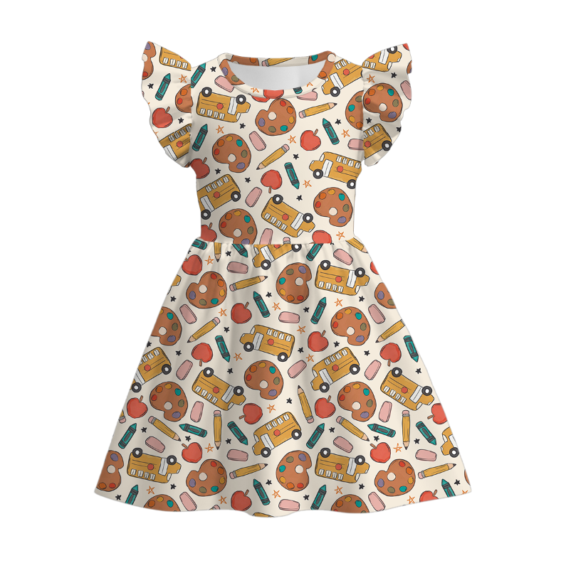(Pre Order)Girls Summer Back To School Print Dress