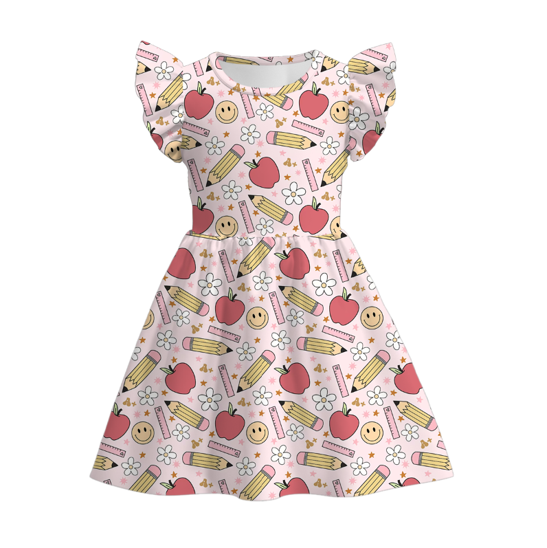 (Pre Order)Girls Summer Back To School Print Dress