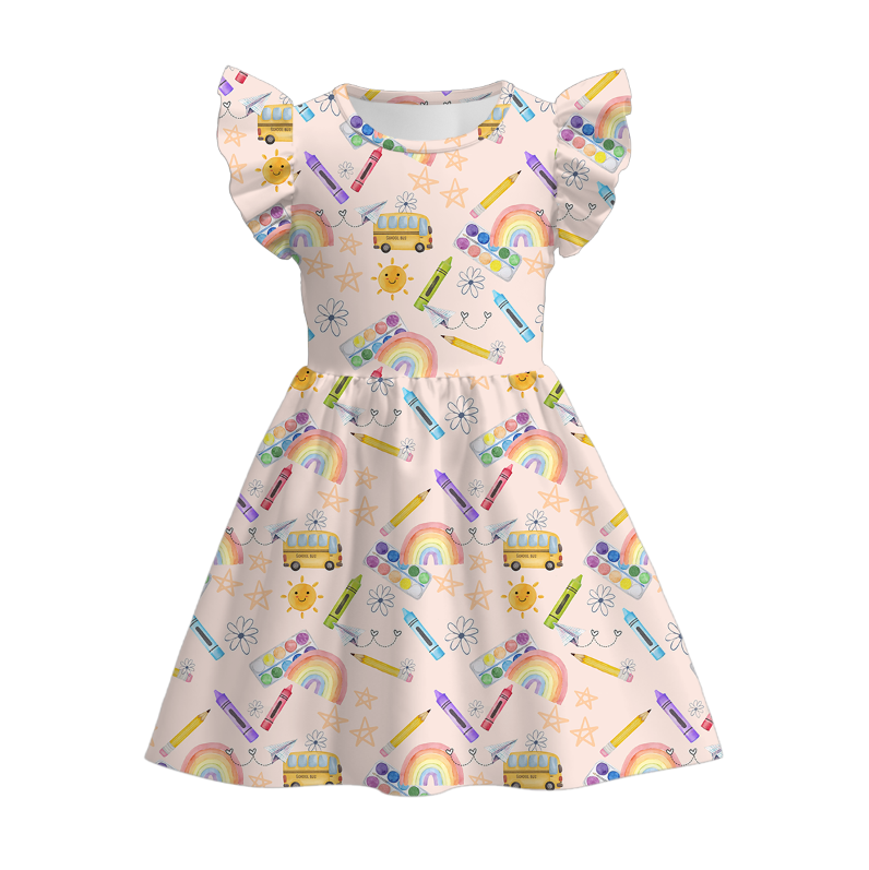 (Pre Order)Girls Summer Back To School Print Dress