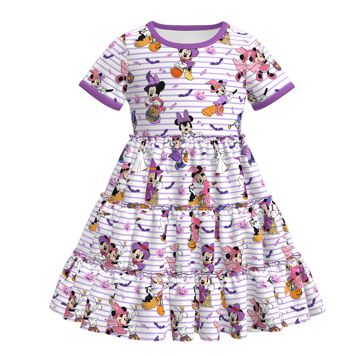 (Pre Order)Family Halloween Cartoon Print Dress,Set&Romper