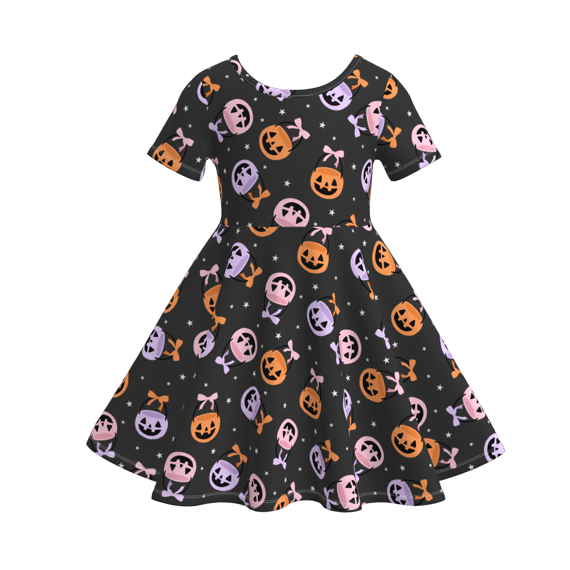 (Pre Order)Girls Halloween Cartoon Print Dress