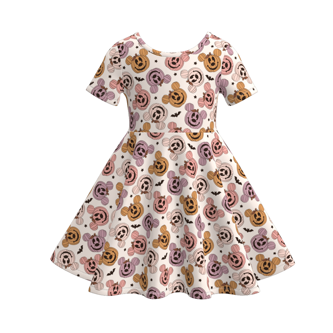 (Pre Order)Girls Halloween Cartoon Print Dress