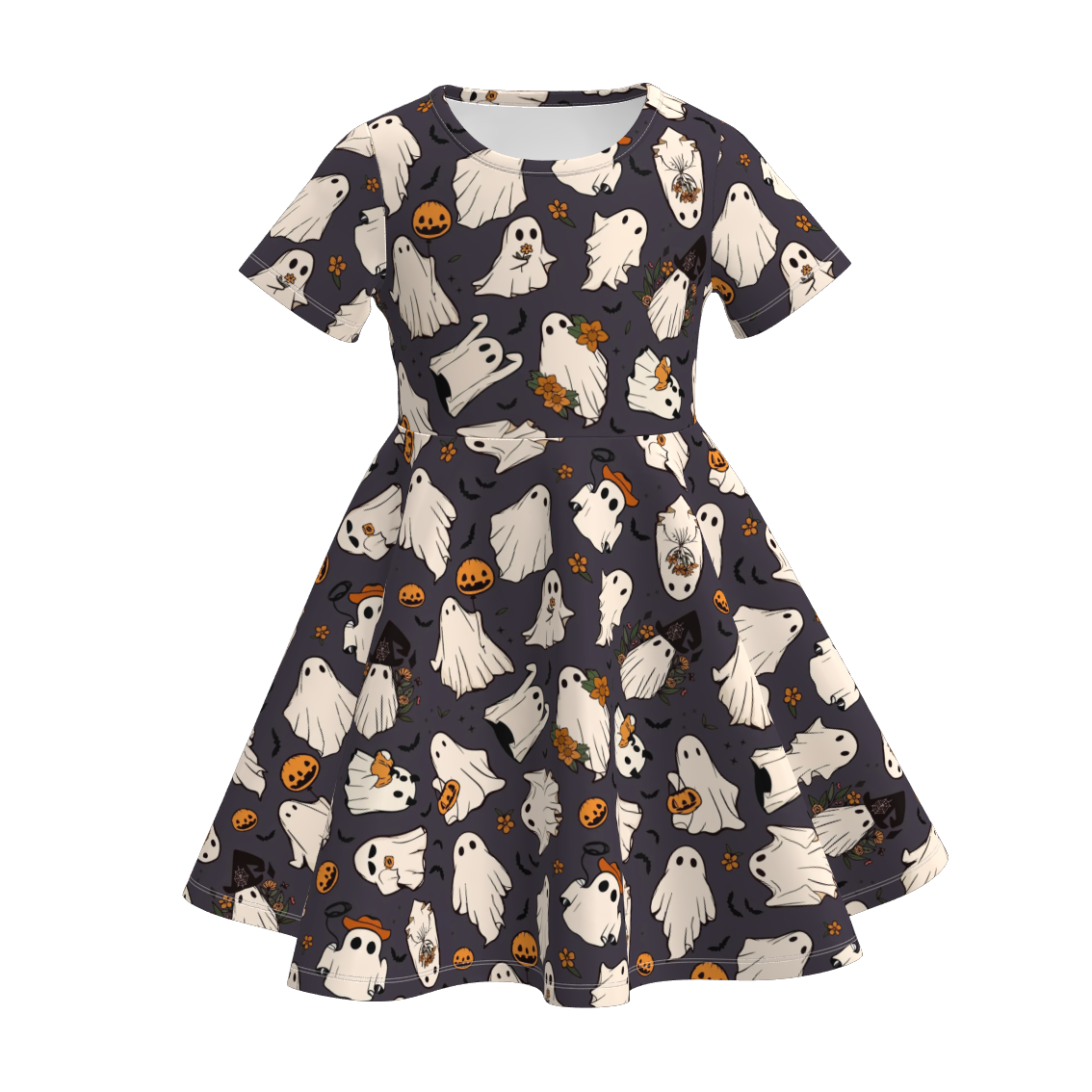 (Pre Order)Girls Halloween Cartoon Print Dress