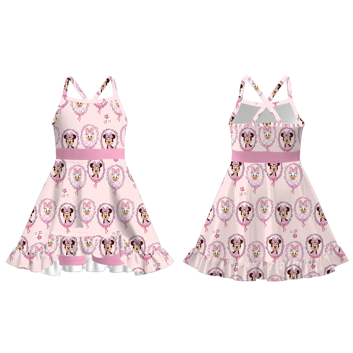 (Pre Order)Girls Summer Cartoon Print Skort Dress