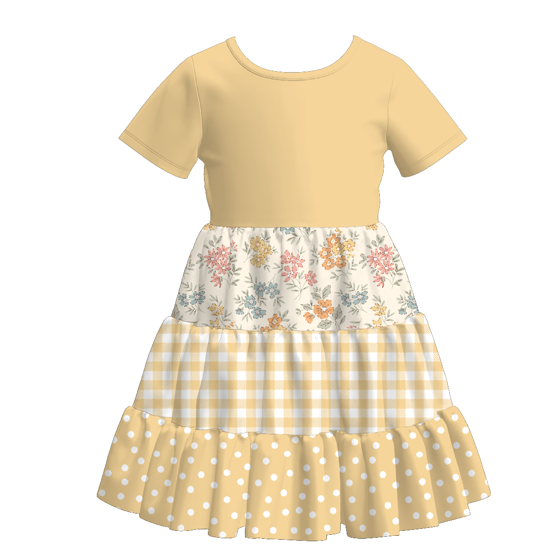 (Pre Order)Girls Fall Print Gored Dress