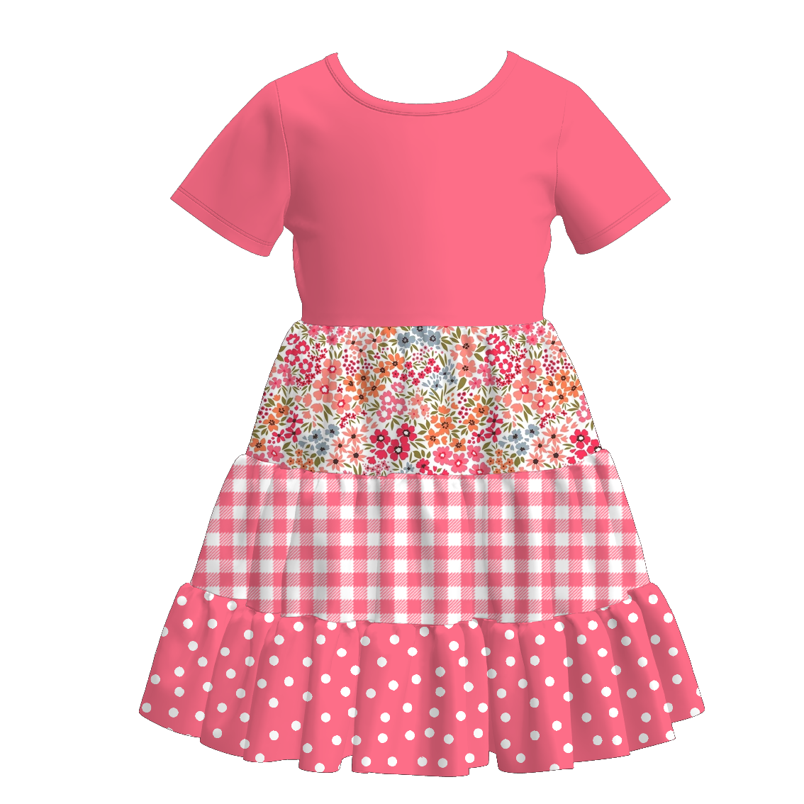 (Pre Order)Girls Fall Print Gored Dress