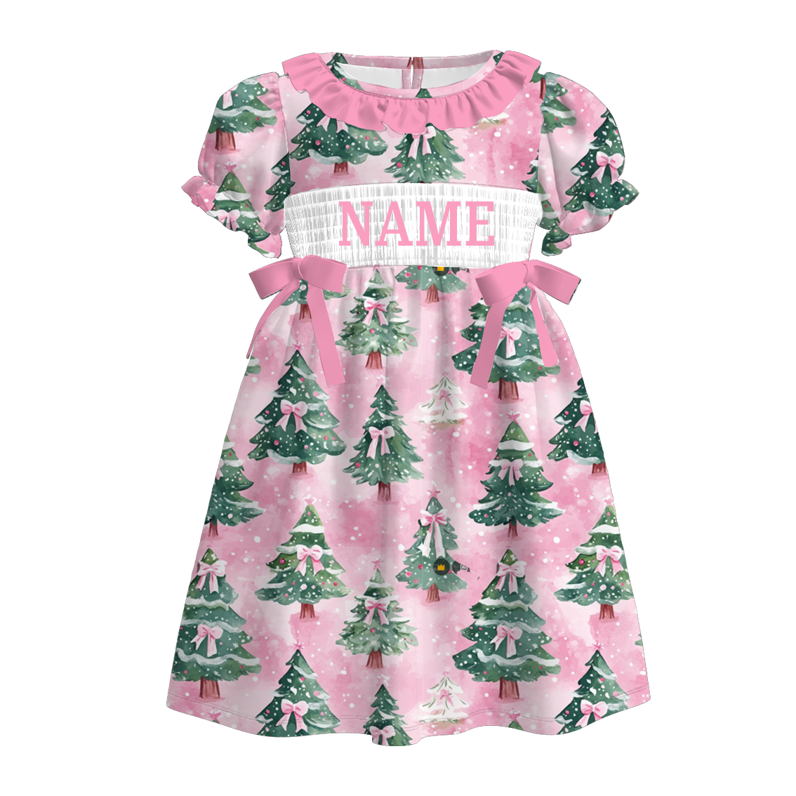 (Pre Order)Sisters Christmas Embroidery Smocked Dress&Romper