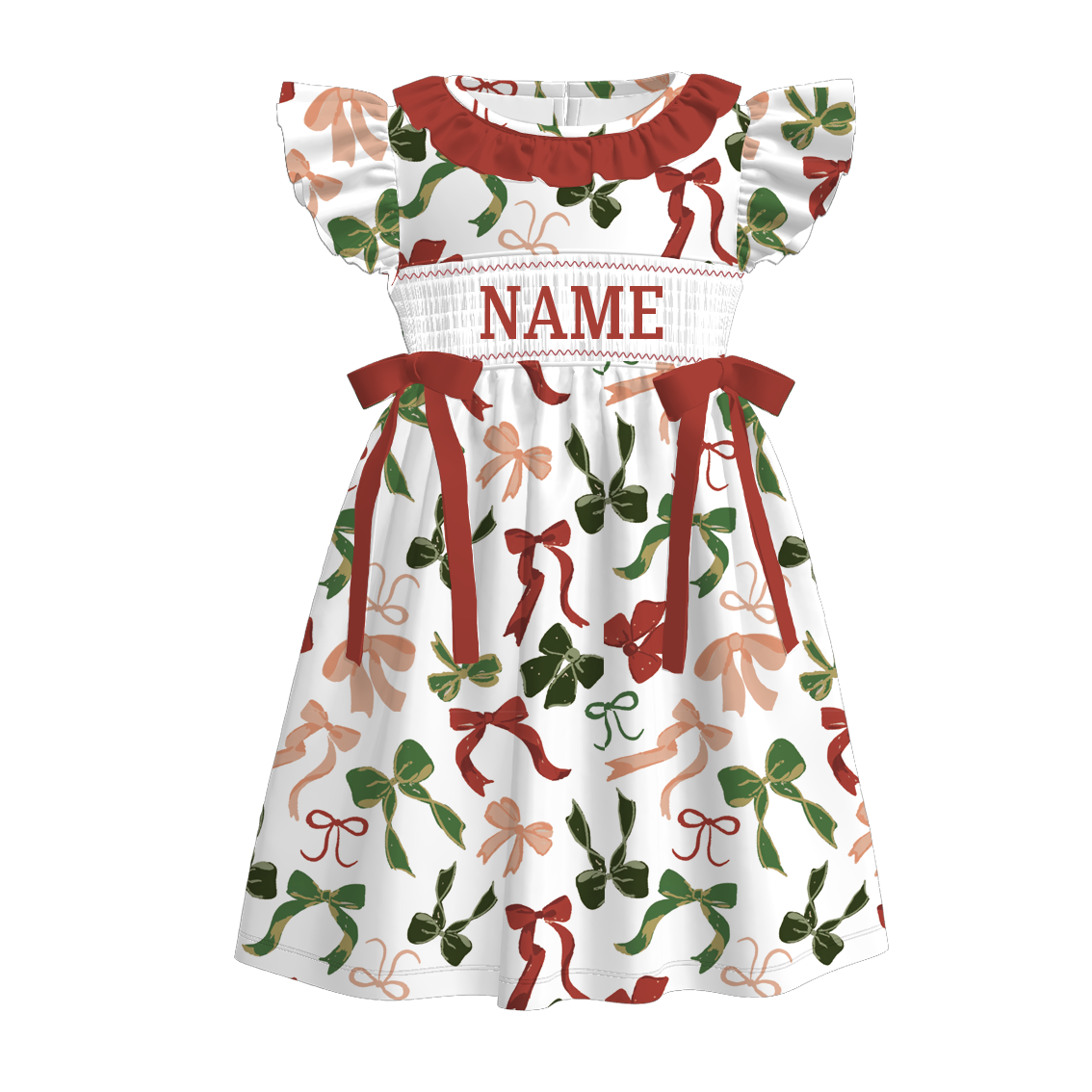 (Pre Order)Sisters Christmas Embroidery Smocked Dress&Romper