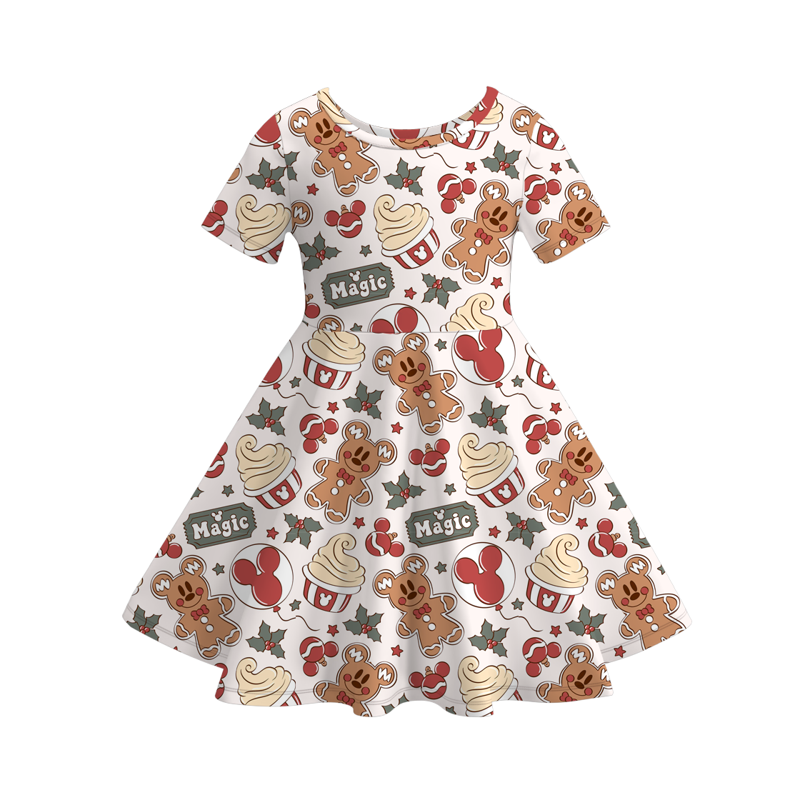 (Pre Order)Family Christmas Gingerbread Print Dress,Set&Top