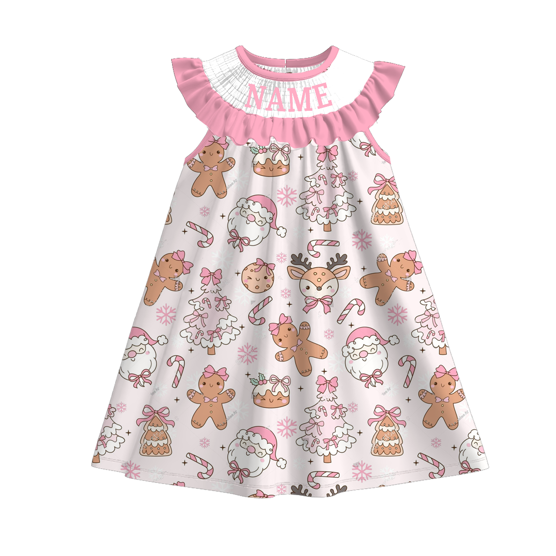 (Pre Order)Family Christmas Embroidery Smocked Dress&Romper