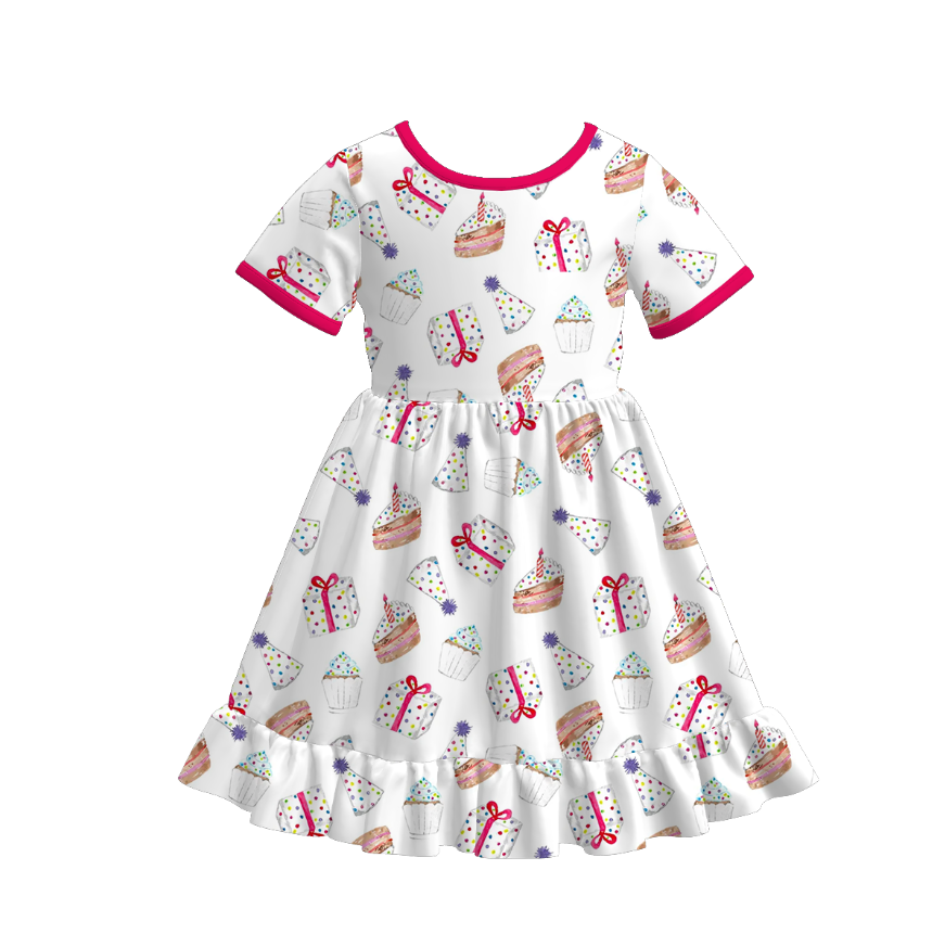 (Pre Order)Girls Summer Birthday Print Dress
