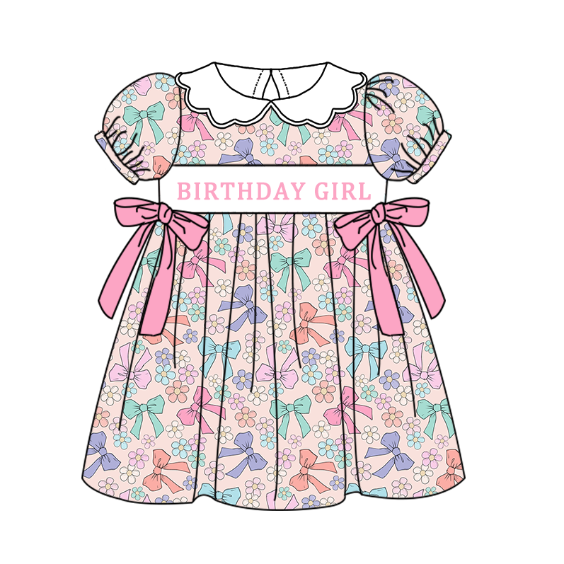 (Pre Order)Sisters Birthday Girl Embroidery Smocked Dress&Romper