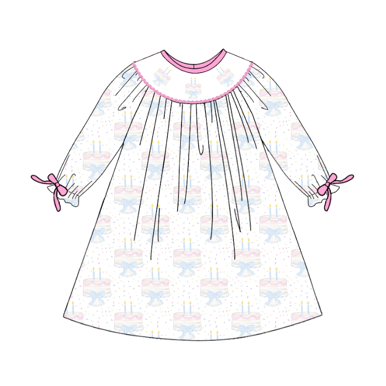 (Pre Order)Sibling Birthday Embroidery Smocked Dress,Romper&Shorts Set