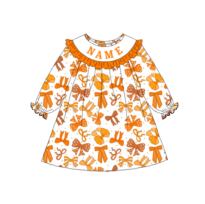 (Pre Order)Sisters Halloween Bow Embroidery Smocked Dress&Romper