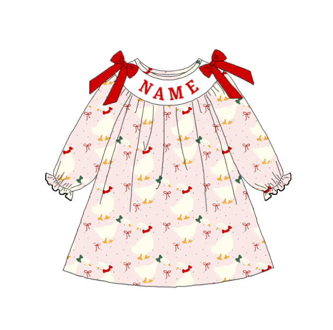 (Pre Order)Sisters Silly Goose Embroidery Smocked Dress&Romper