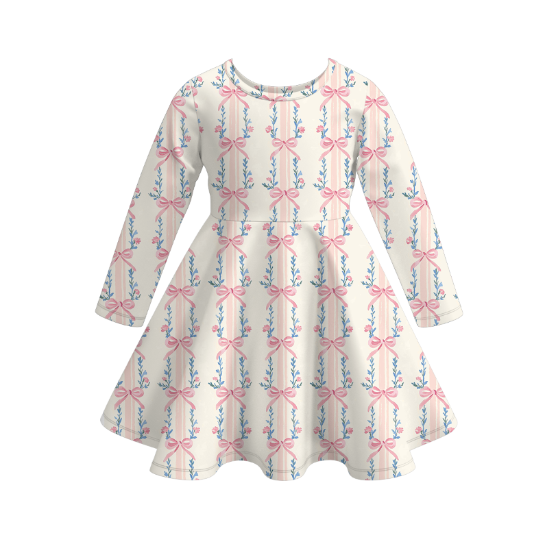 (Pre Order)Girls Christmas Cartoon Print Dress