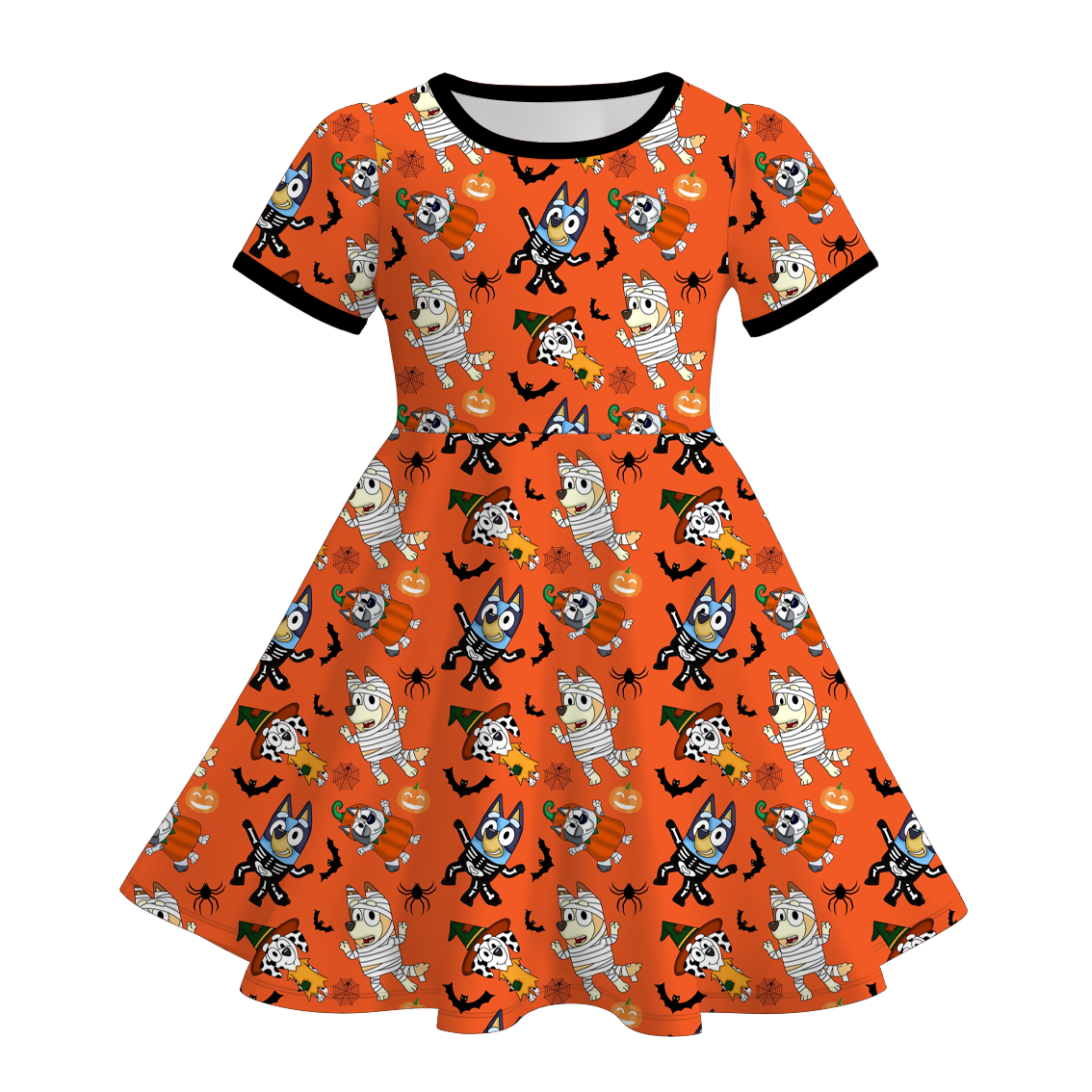 (Pre Order)Girls Halloween Cartoon Print Dress