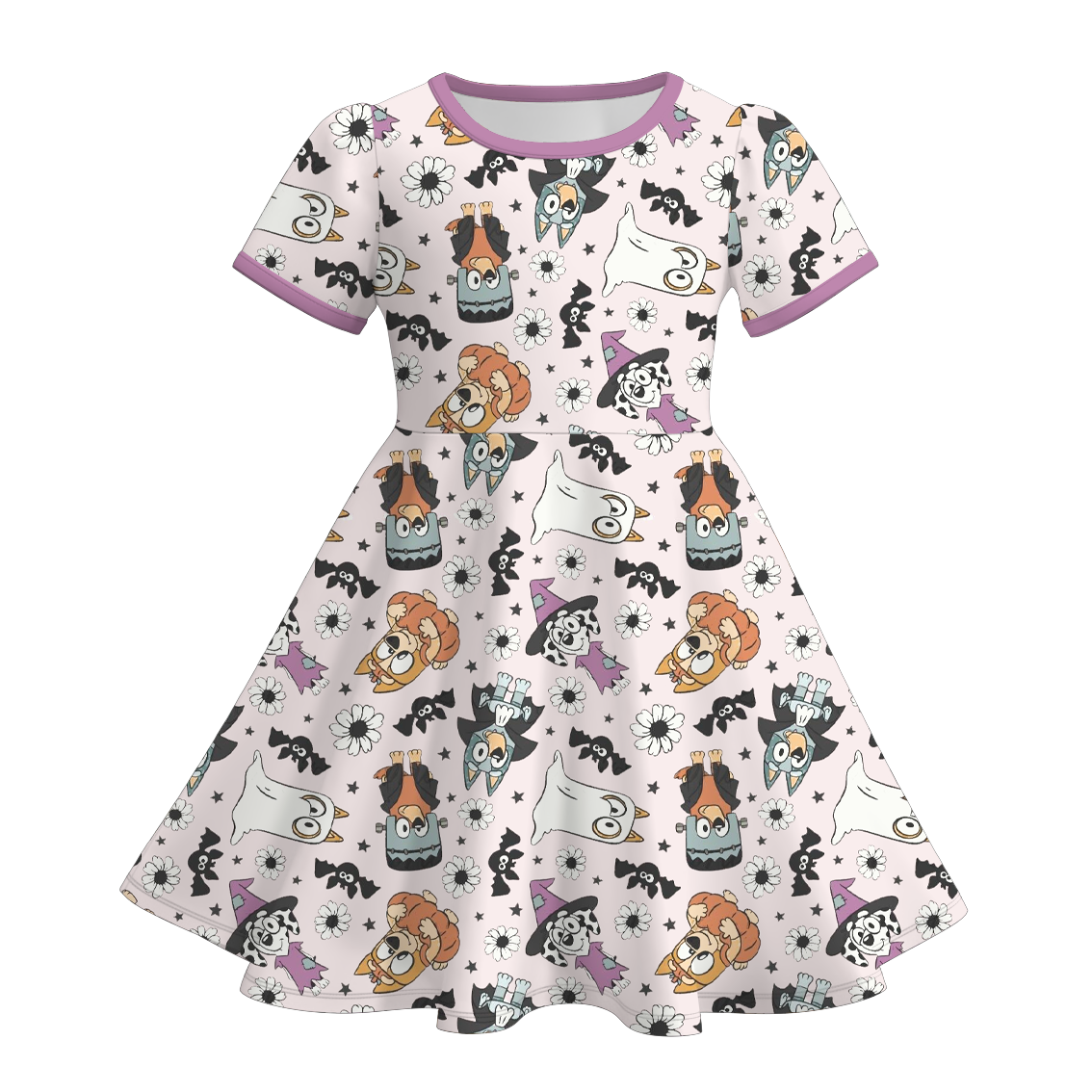 (Pre Order)Girls Halloween Cartoon Print Dress