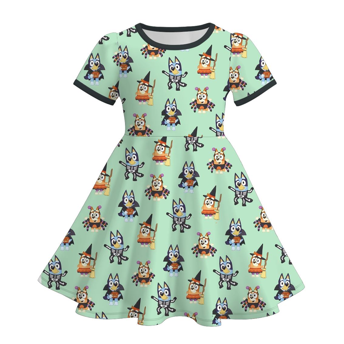 (Pre Order)Girls Halloween Cartoon Print Dress
