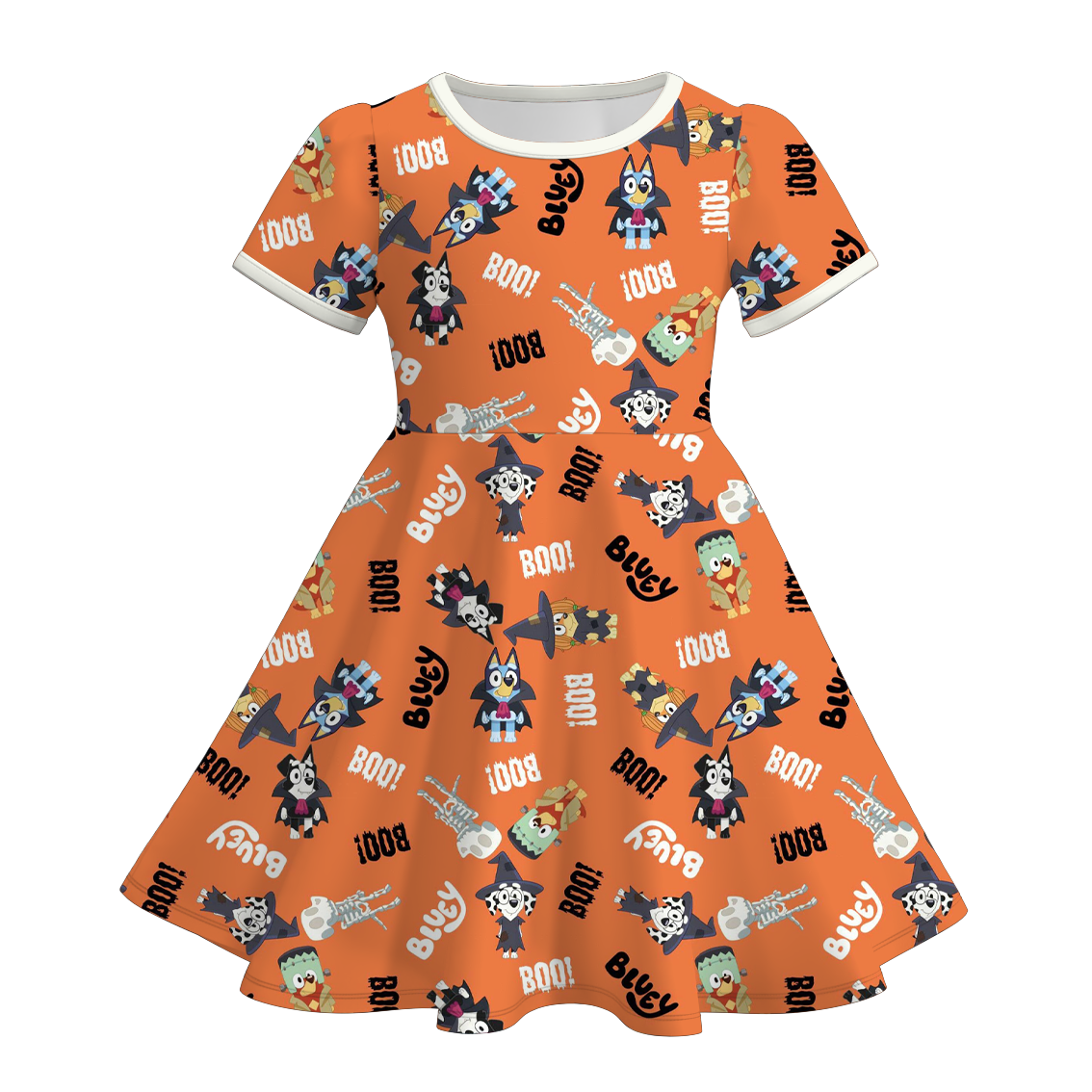 (Pre Order)Girls Halloween Cartoon Print Dress