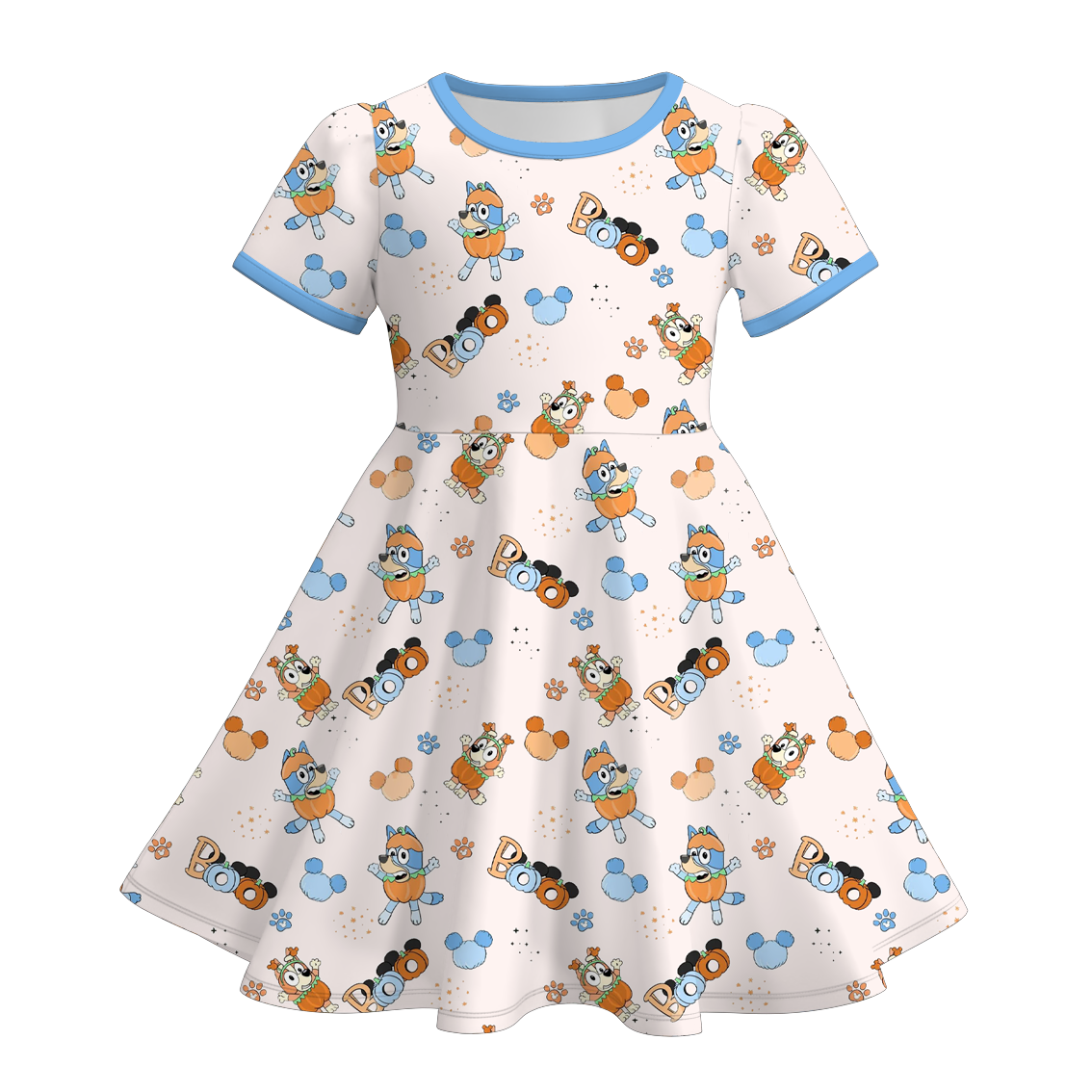(Pre Order)Girls Halloween Cartoon Print Dress