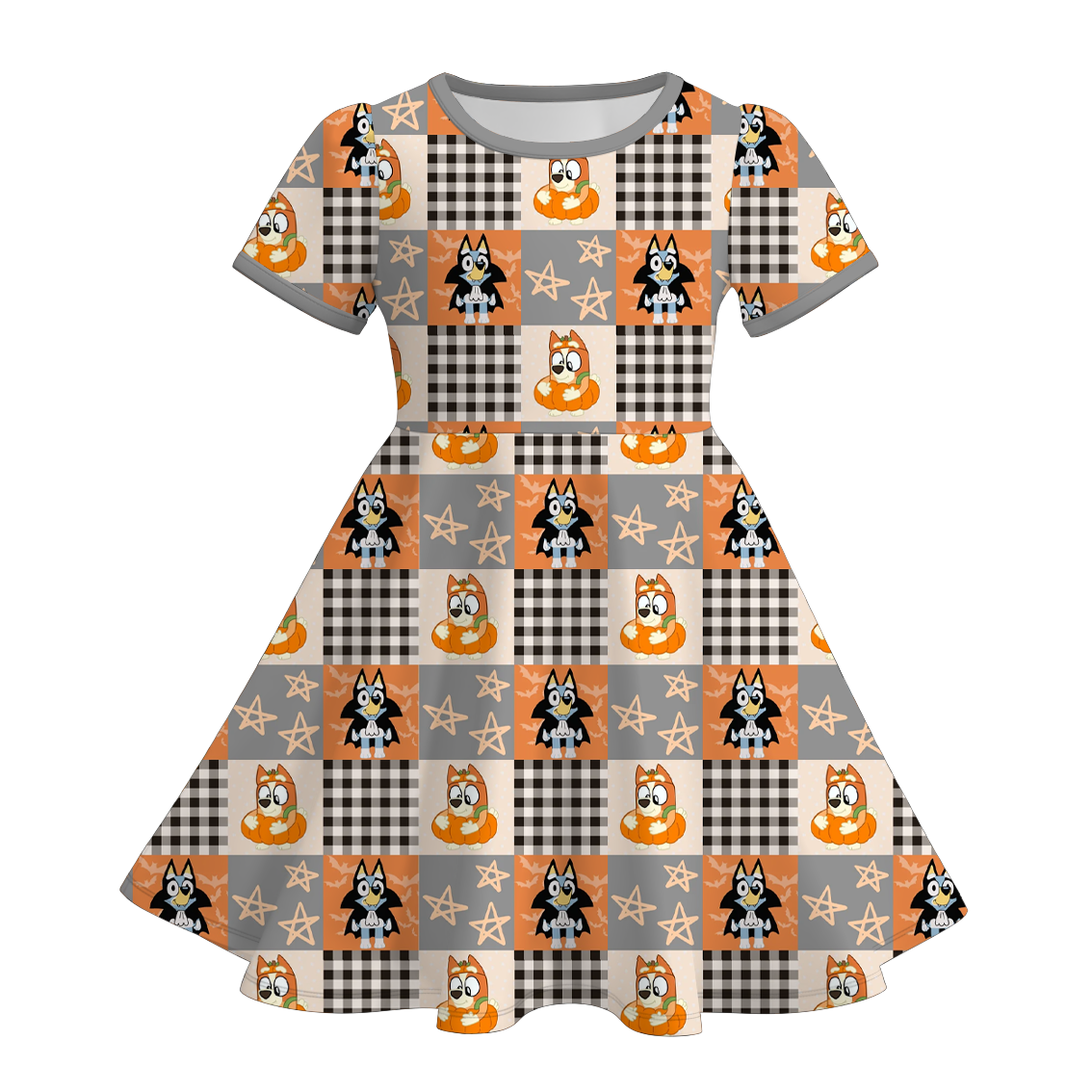 (Pre Order)Girls Halloween Cartoon Print Dress