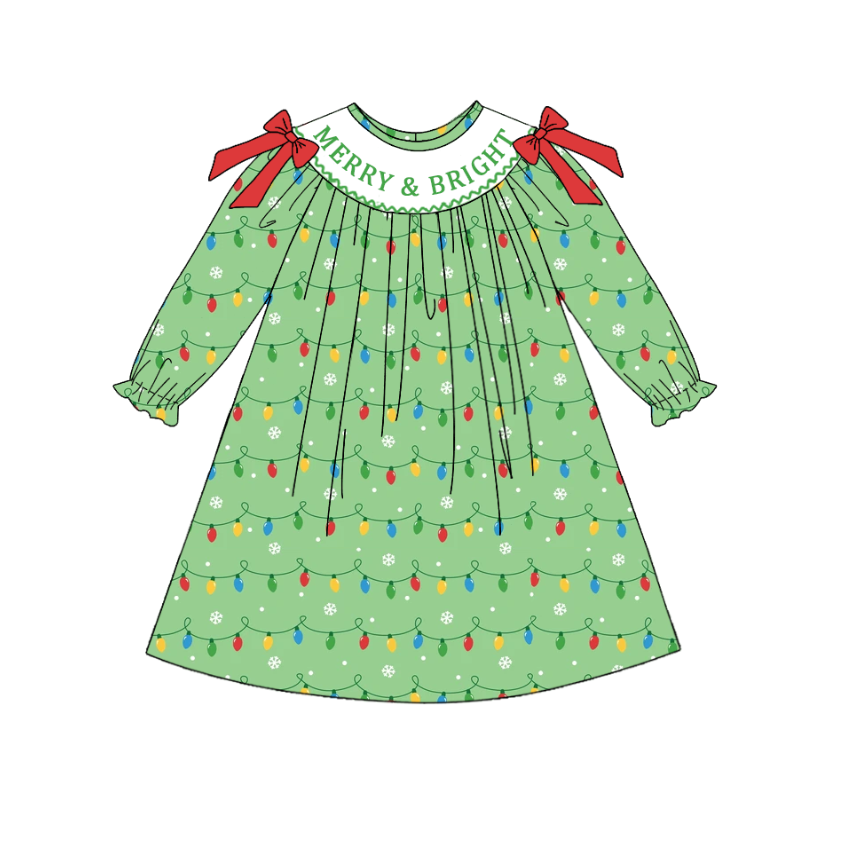 (Pre Order)Sisters Christmas Embroidery Smocked Dress&Romper