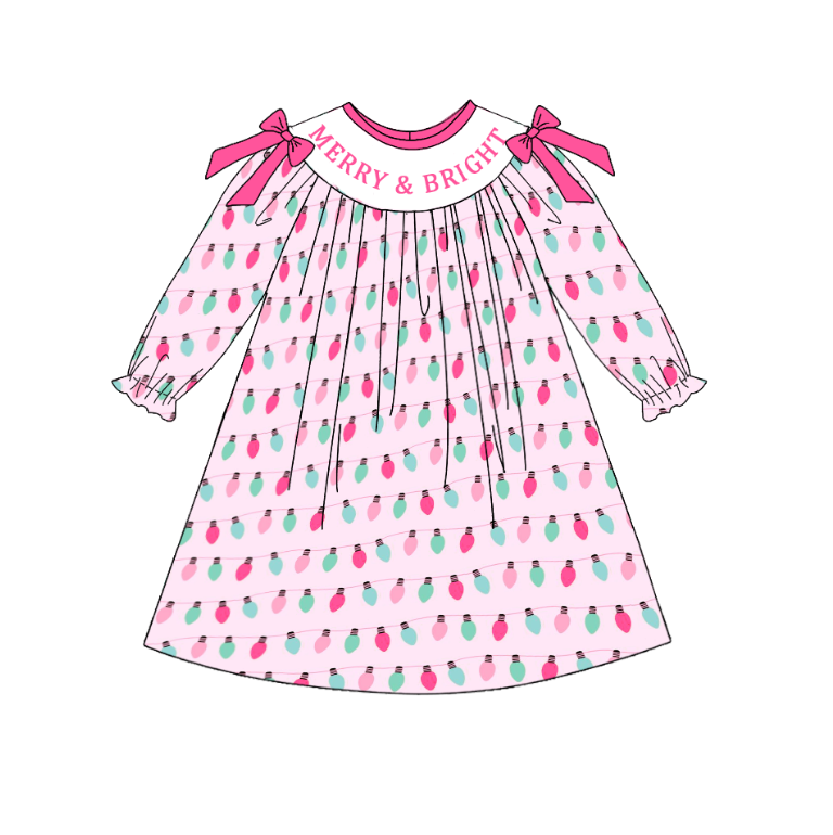 (Pre Order)Sisters Christmas Embroidery Smocked Dress&Romper