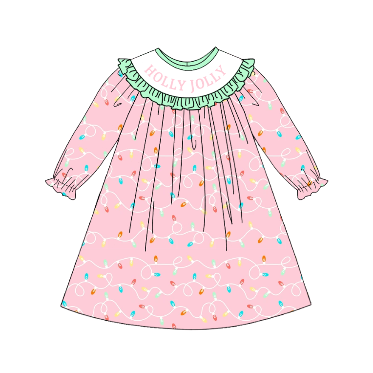 (Pre Order)Sisters Christmas Embroidery Smocked Dress,Set&Romper