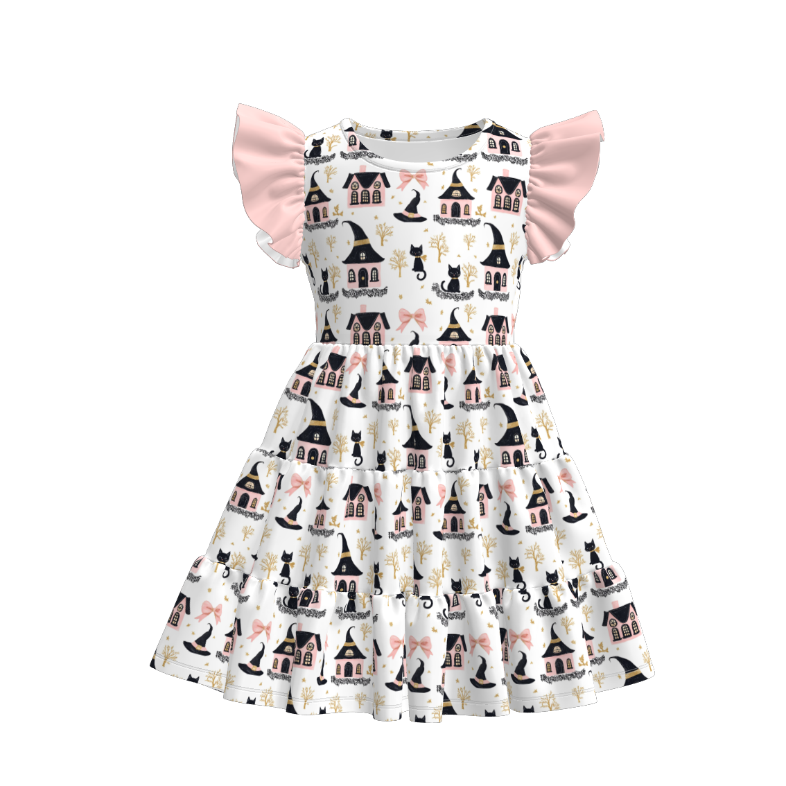 (Pre Order)Family Halloween Witch Print Dress,Set&Romper