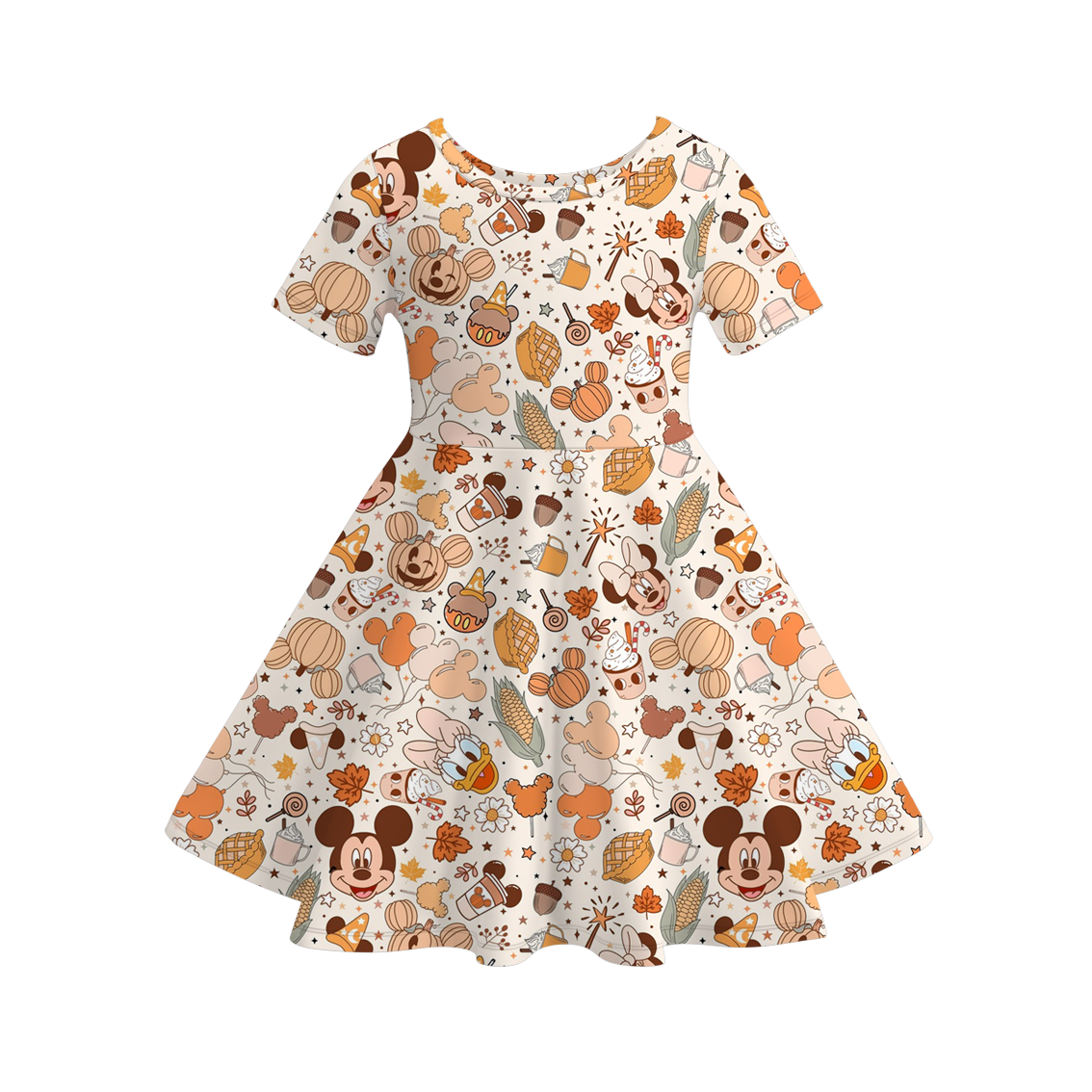 (Pre Order)Girls Fall Cartoon Print Dress