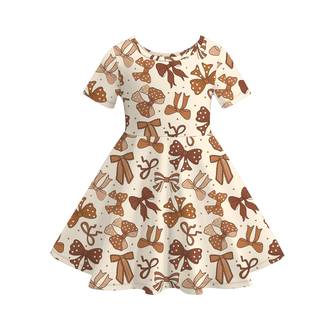 (Pre Order)Mommy and Me Fall Pumpkin&Bow Print Dress