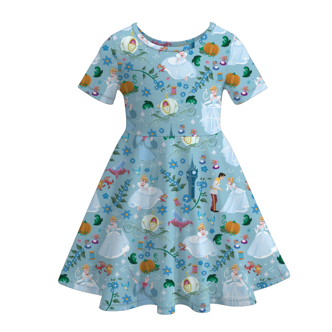 (Pre Order)Girls Fall&Winter Princess Print Dress,Set
