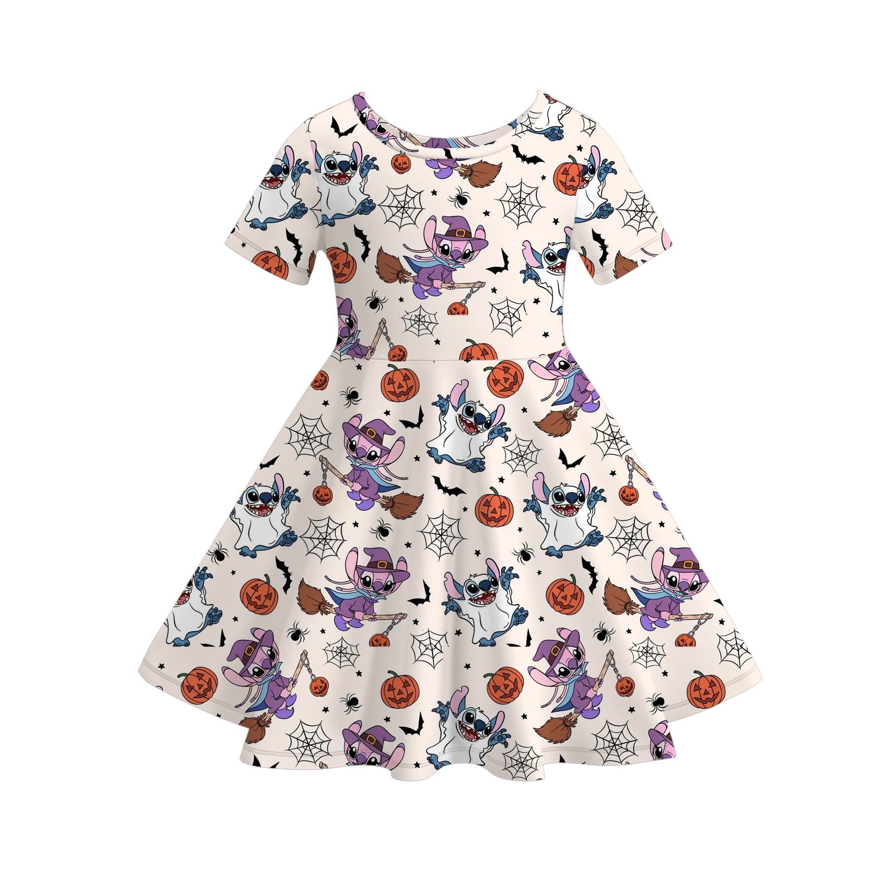 (Pre Order)Girls Halloween Cartoon Print Dress