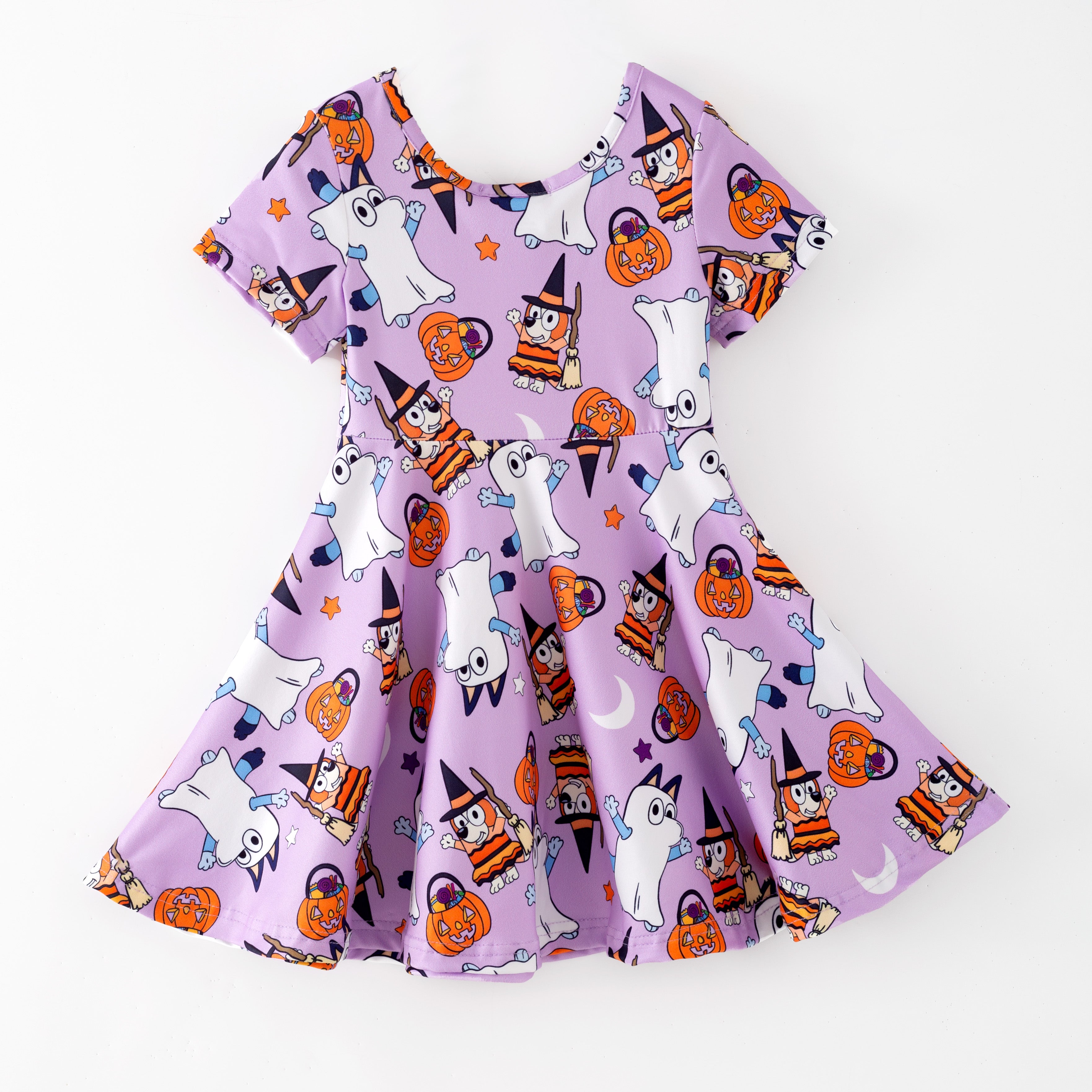 (Pre Order,Prepack Zone)Girls Fall Blue Dog Print Dress