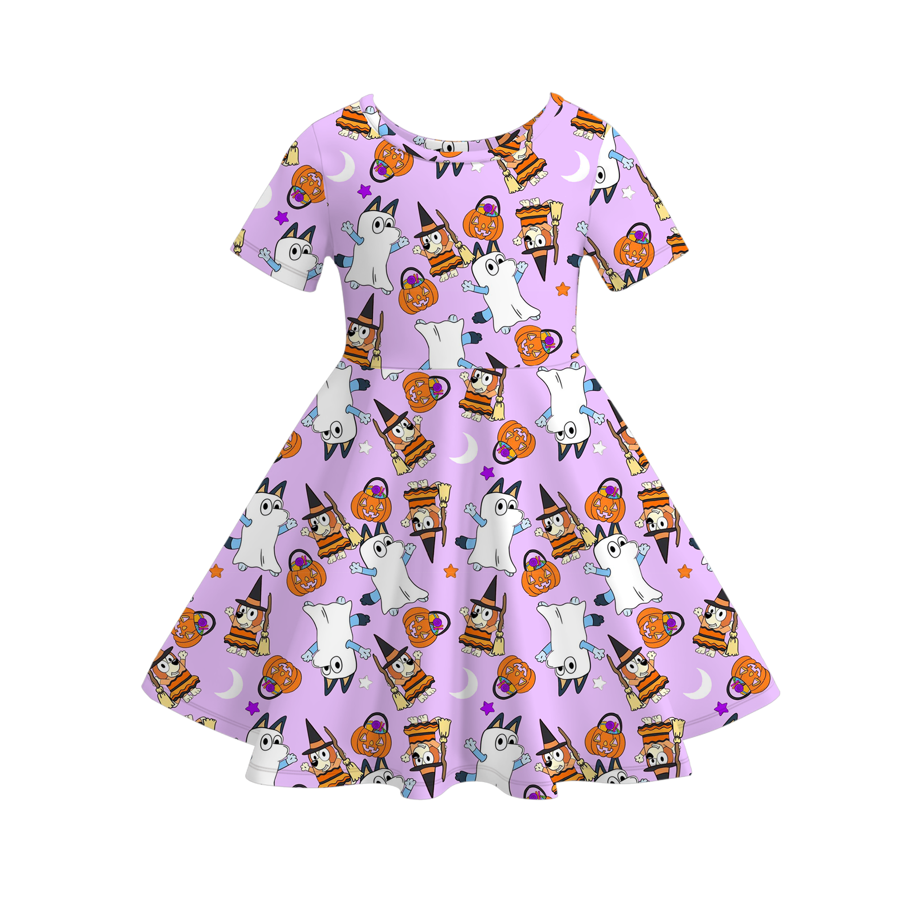 (Pre Order)Girls Halloween Cartoon Print Dress