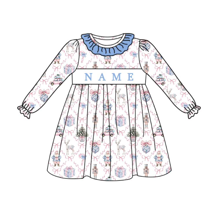 (Pre Order)Sisters Christmas Embroidery Smocked Dress&Romper