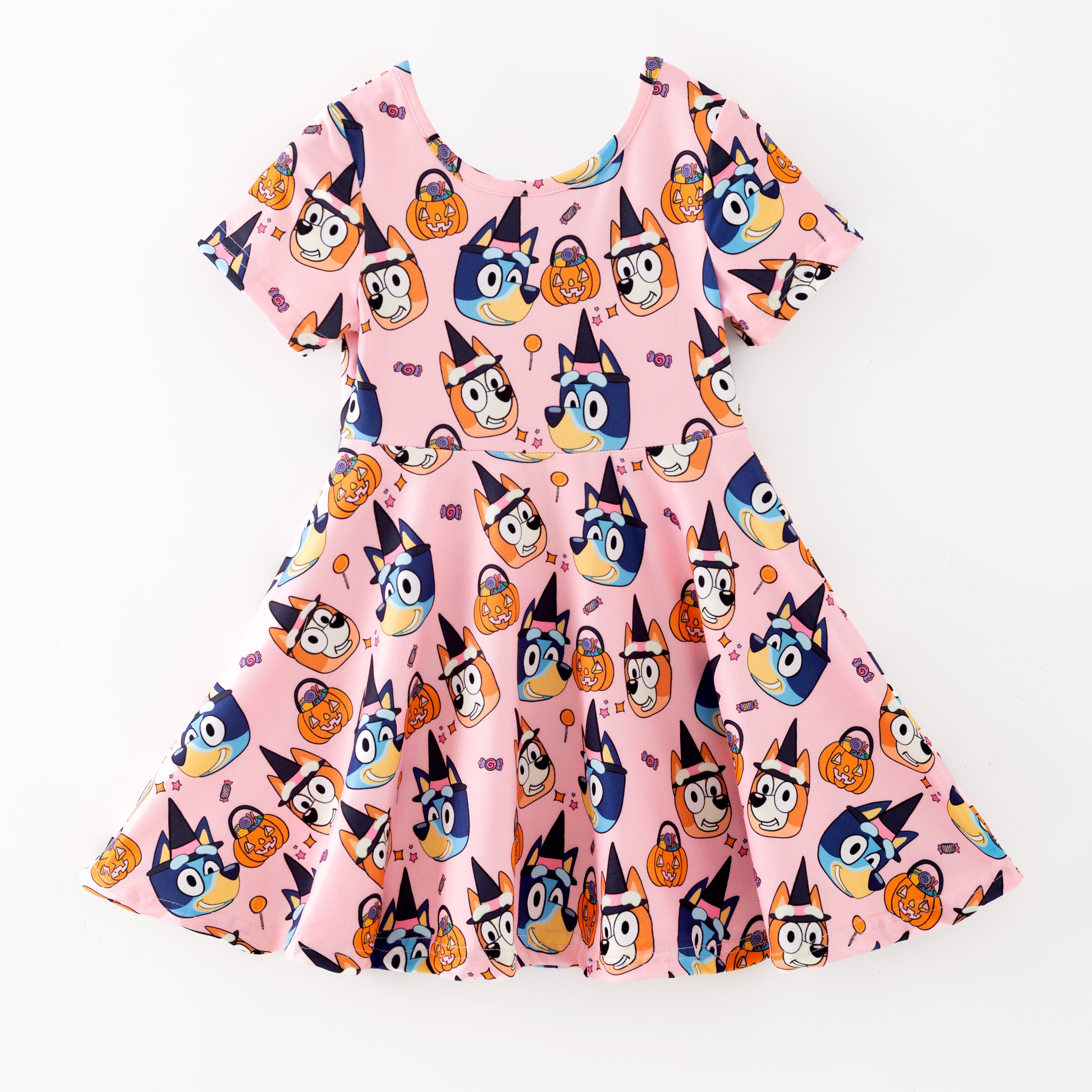 (Pre Order,Prepack Zone)Girls Fall Blue Dog Print Dress