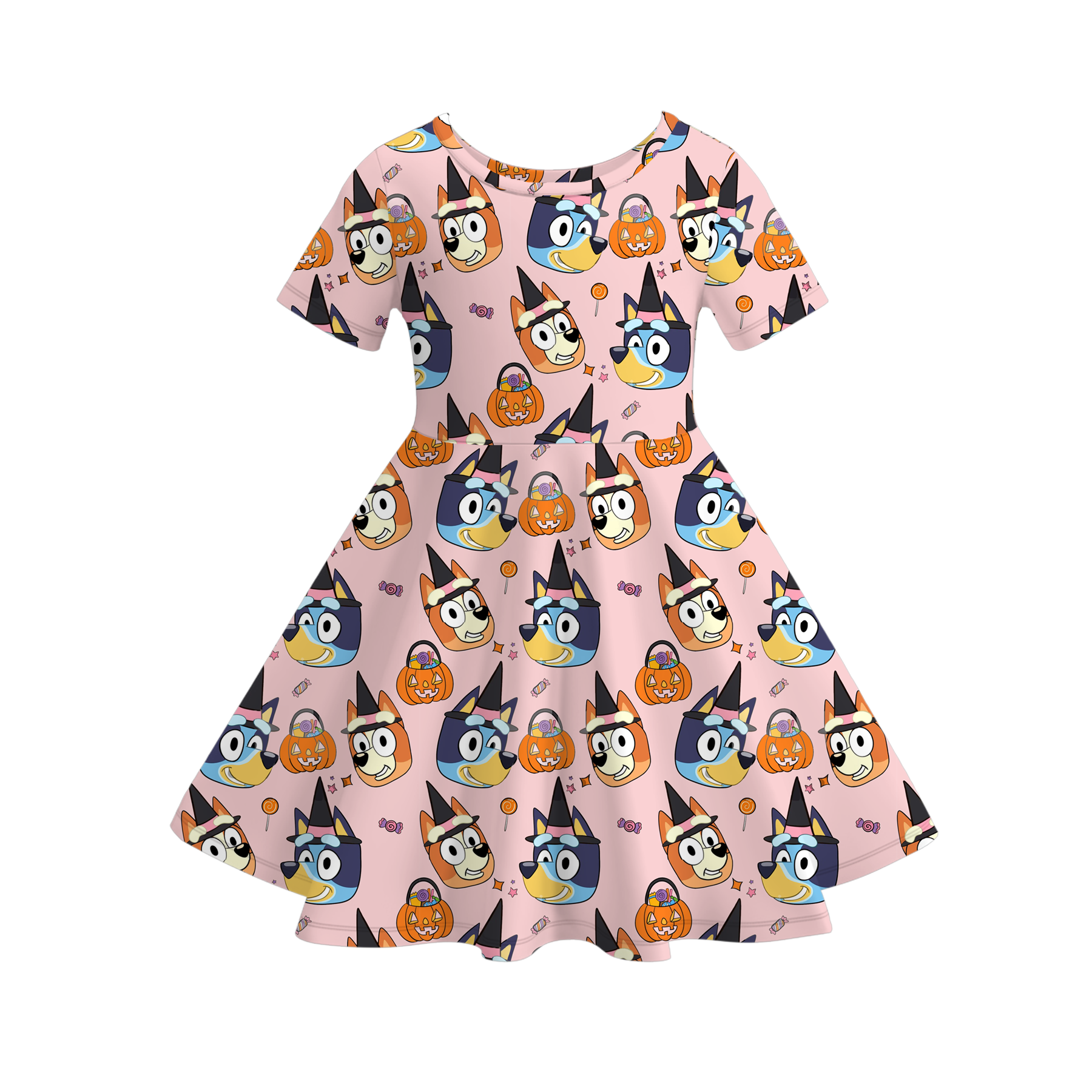 (Pre Order)Girls Halloween Cartoon Print Dress