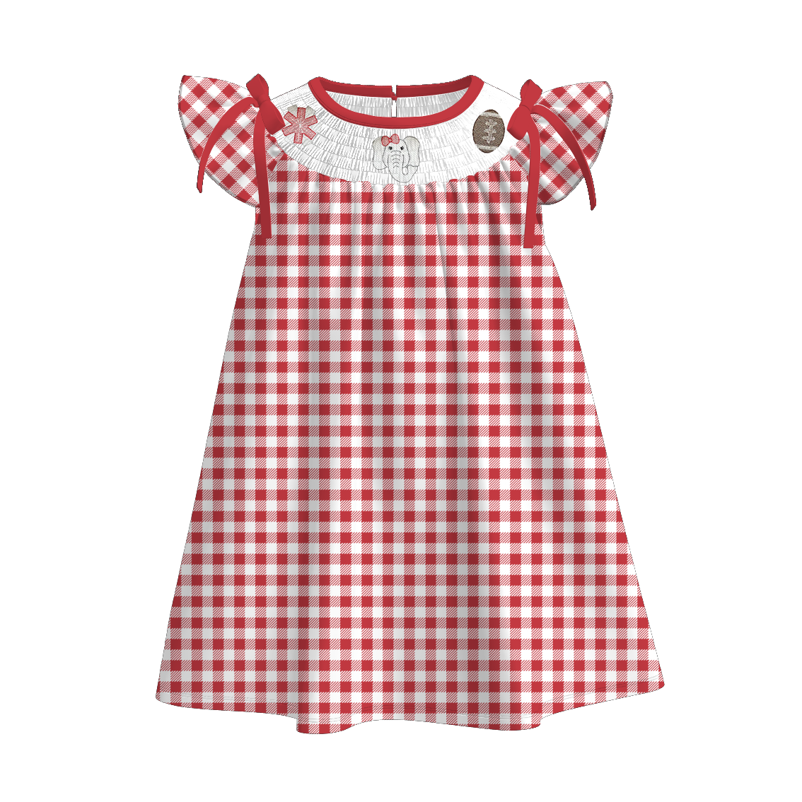 (Pre Order)Family Football Alabama Embroidery Smocked Dress,Set&Romper