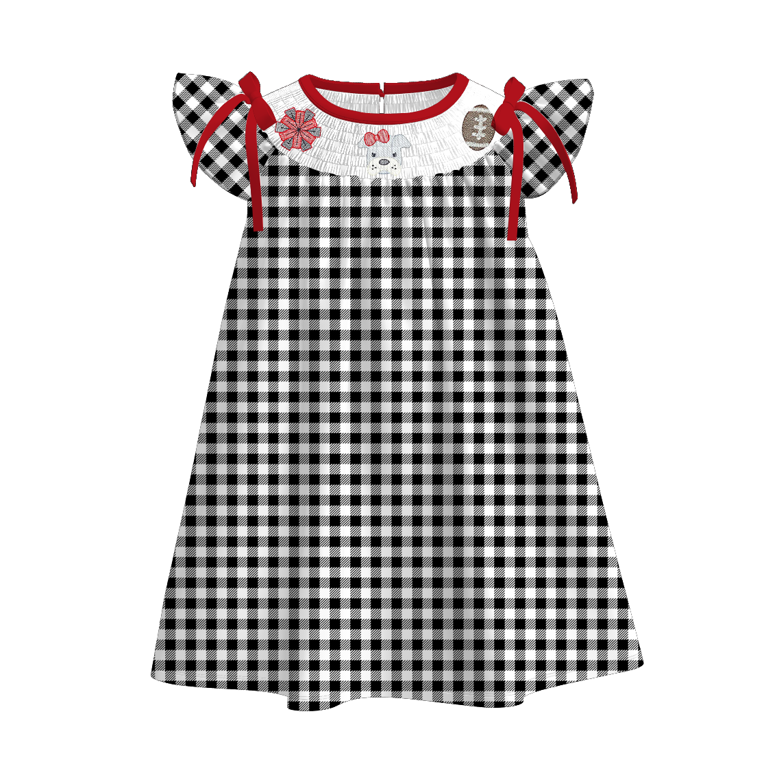 (Pre Order)Family Football Georgia Embroidery Smocked Dress,Set&Romper