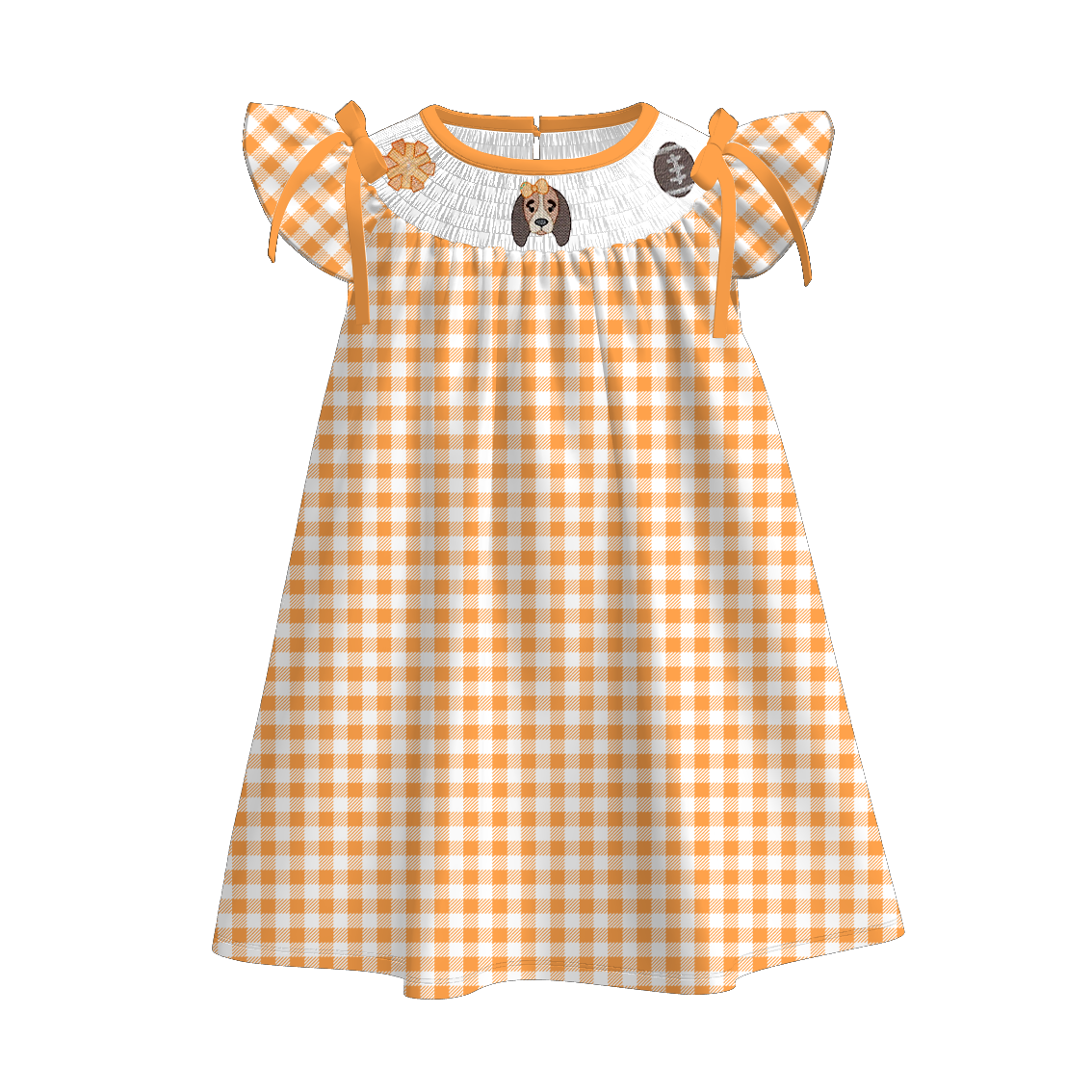 (Pre Order)Family Football Tennesses Embroidery Smocked Dress,Set&Romper