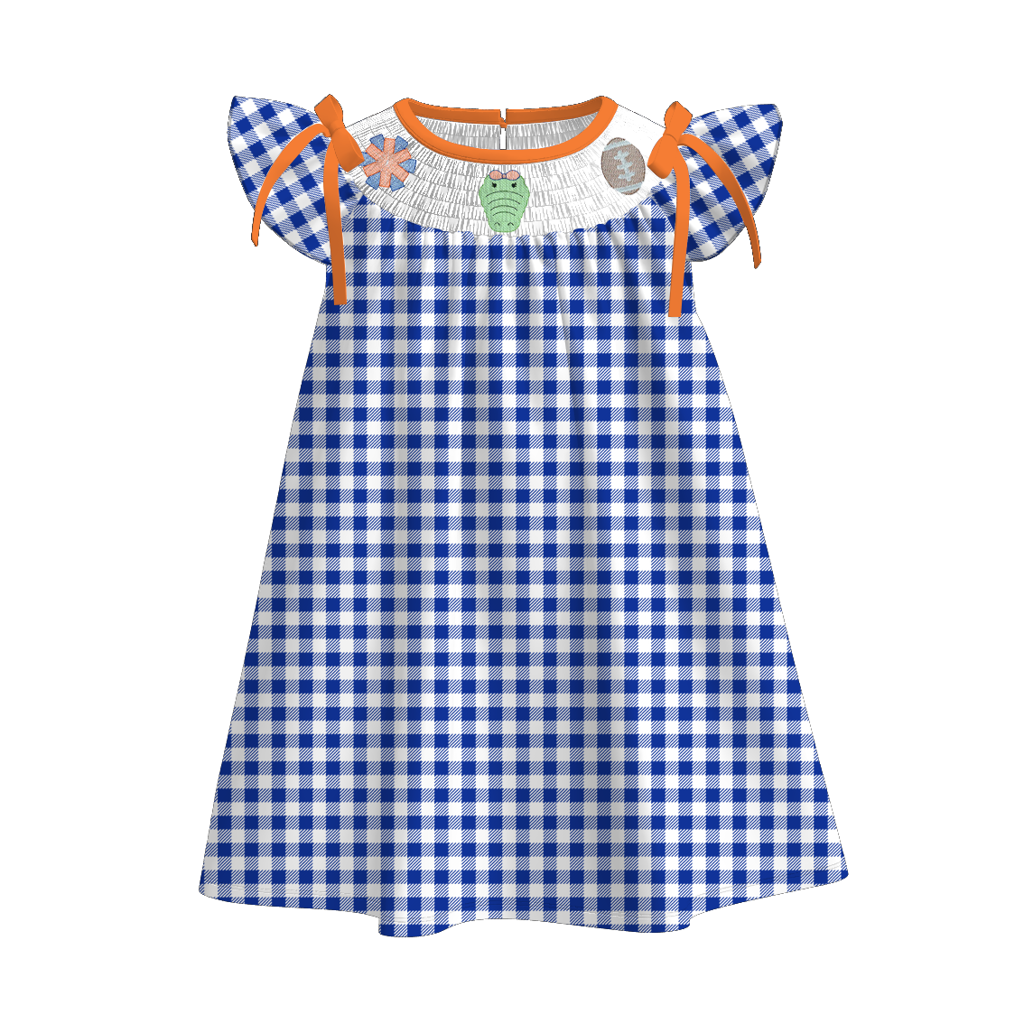 (Pre Order)Family Football Florida Embroidery Smocked Dress,Set&Romper